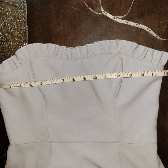 French Connection | Whisper Frill Ruffle Powder Baby Blue Strapless Dress Size 6 - Picture 3 of 10